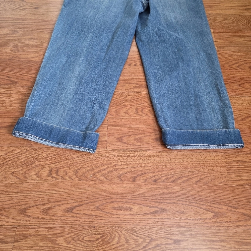 Susan Graver Straight Leg Jeans Cuffs Size 12 Woman's Light Wash Stretch 34x27 - Picture 13 of 16